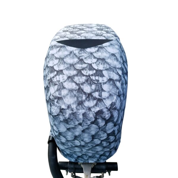 Grey Fish Scales Outboard Motor Cover