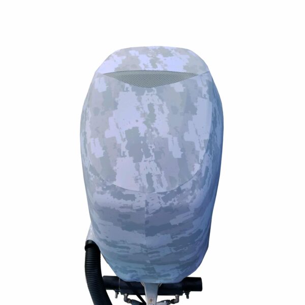 Grey Digital Camo Outboard Motor Cover by Outer Envy