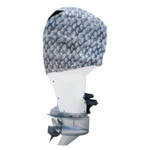 Grey Fish Scales Outboard Motor Cover