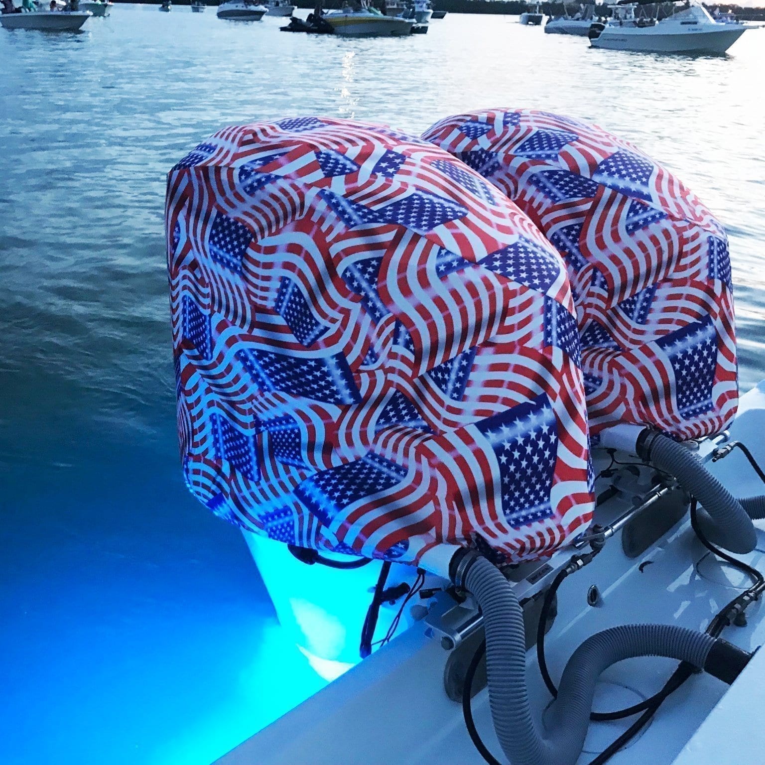 Made in USA to Stay on While You Run! OUTERENVY American Patriot Outboard Motor Cover for Yamaha Suzuki and Mercury