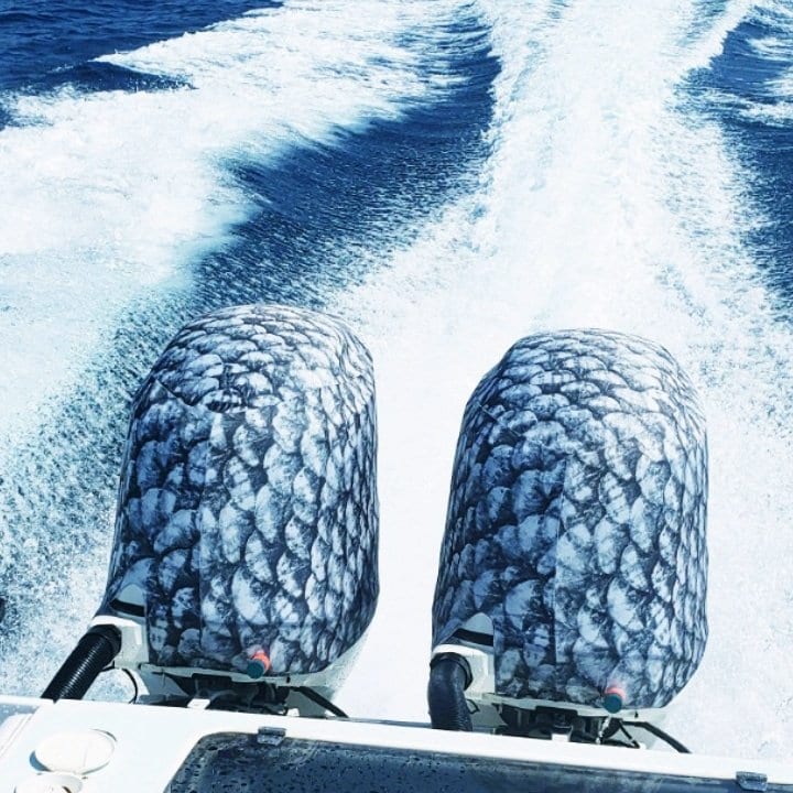 Made in USA Stays On While Youre Running OUTERENVY Grey Fish Scales Outboard Covers 