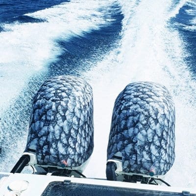 Outboard Motor Covers by Outer Envy Grey Fish Scale Design