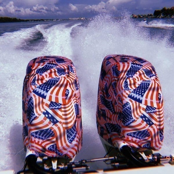 American Flag Outboard Motor Cover