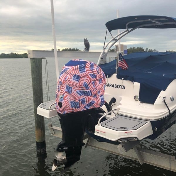 American Flag Outboard Motor Cover